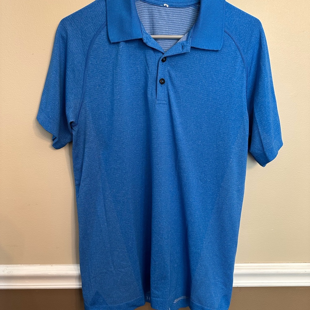 lululemon athletica bresthable vibrant Blue Polo Shirt